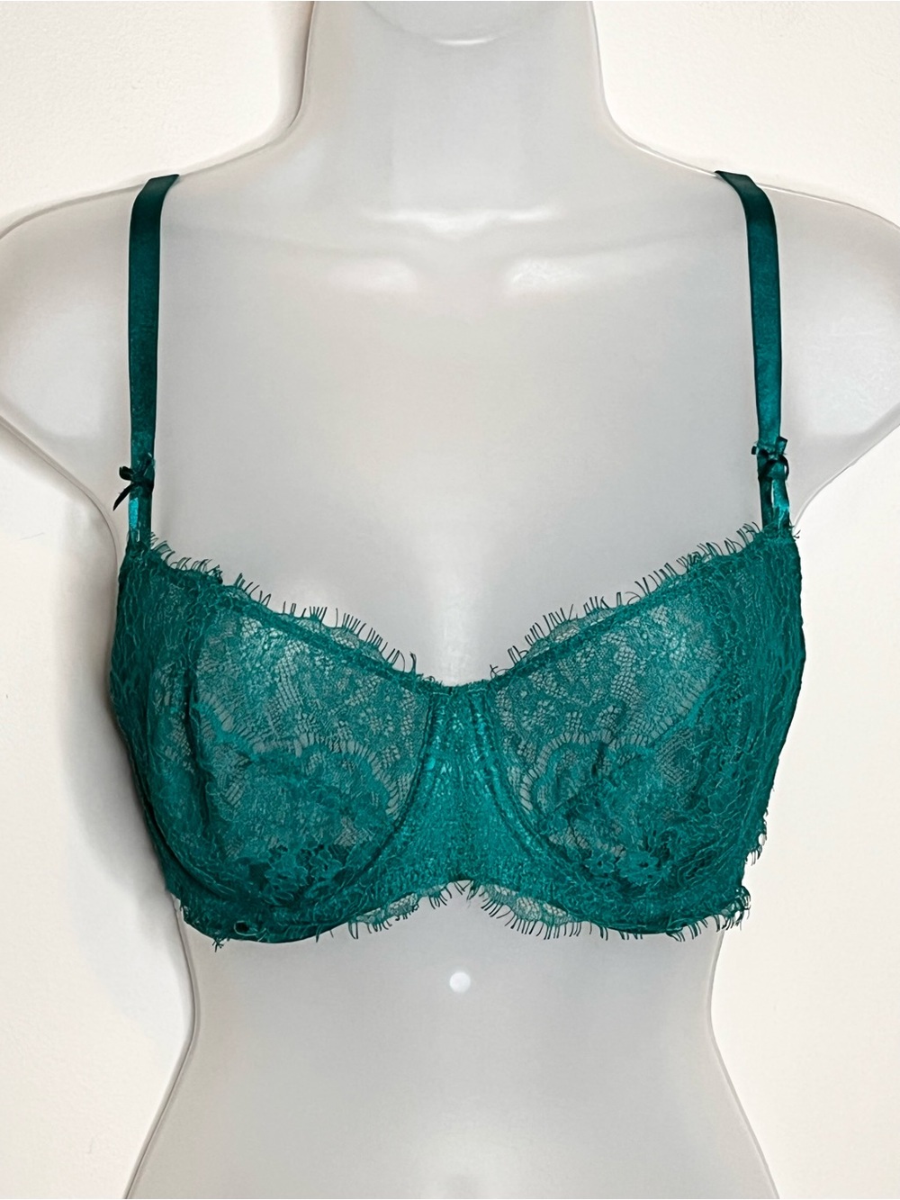 VICTORIA’S SECRET Dream Angels Teal Green Lace Unlined Bra 32DDD F70 - Picture 2 of 5